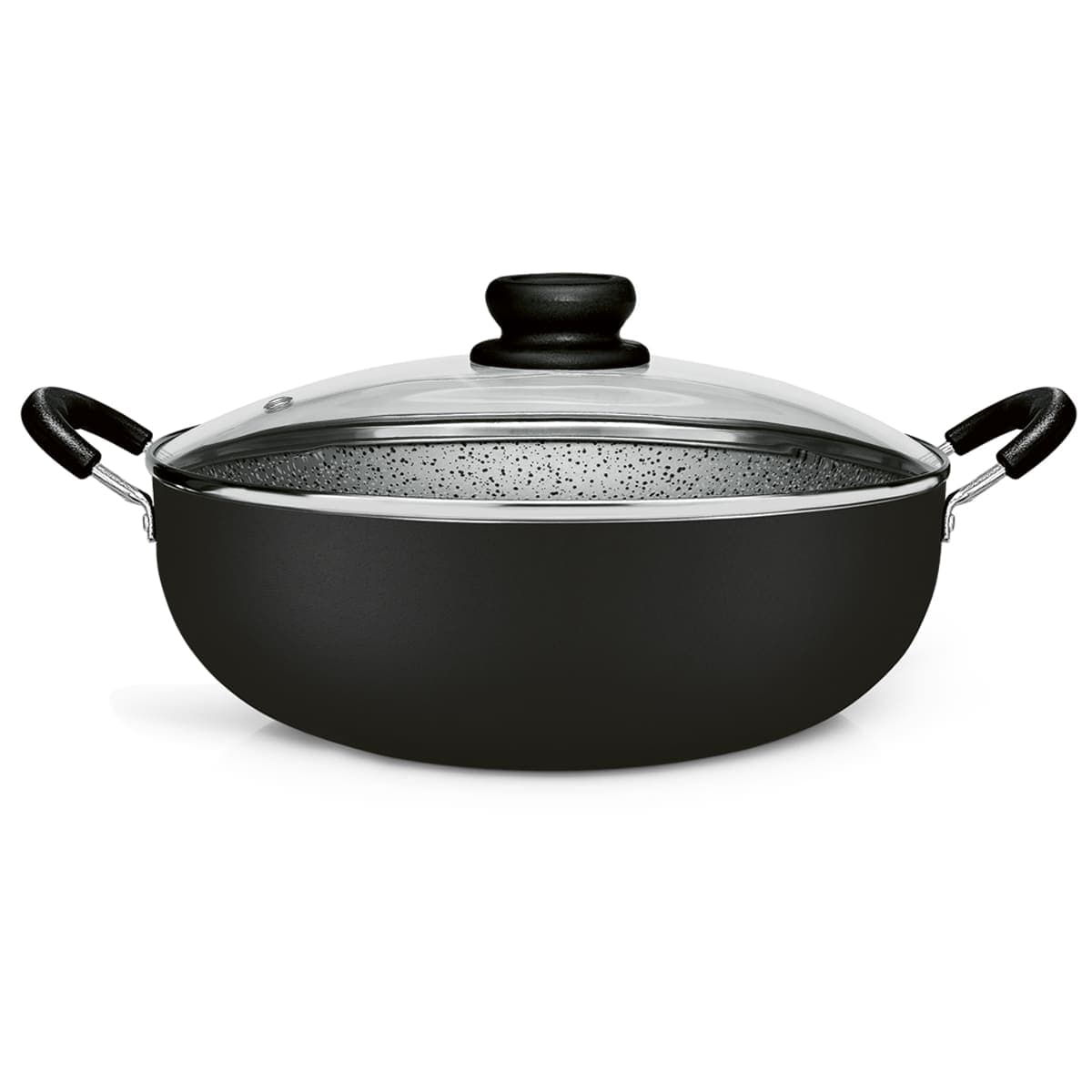 Maximum Stone - Sartén Wok 28cm c/tapa y Asa - Color Negro - 2mm